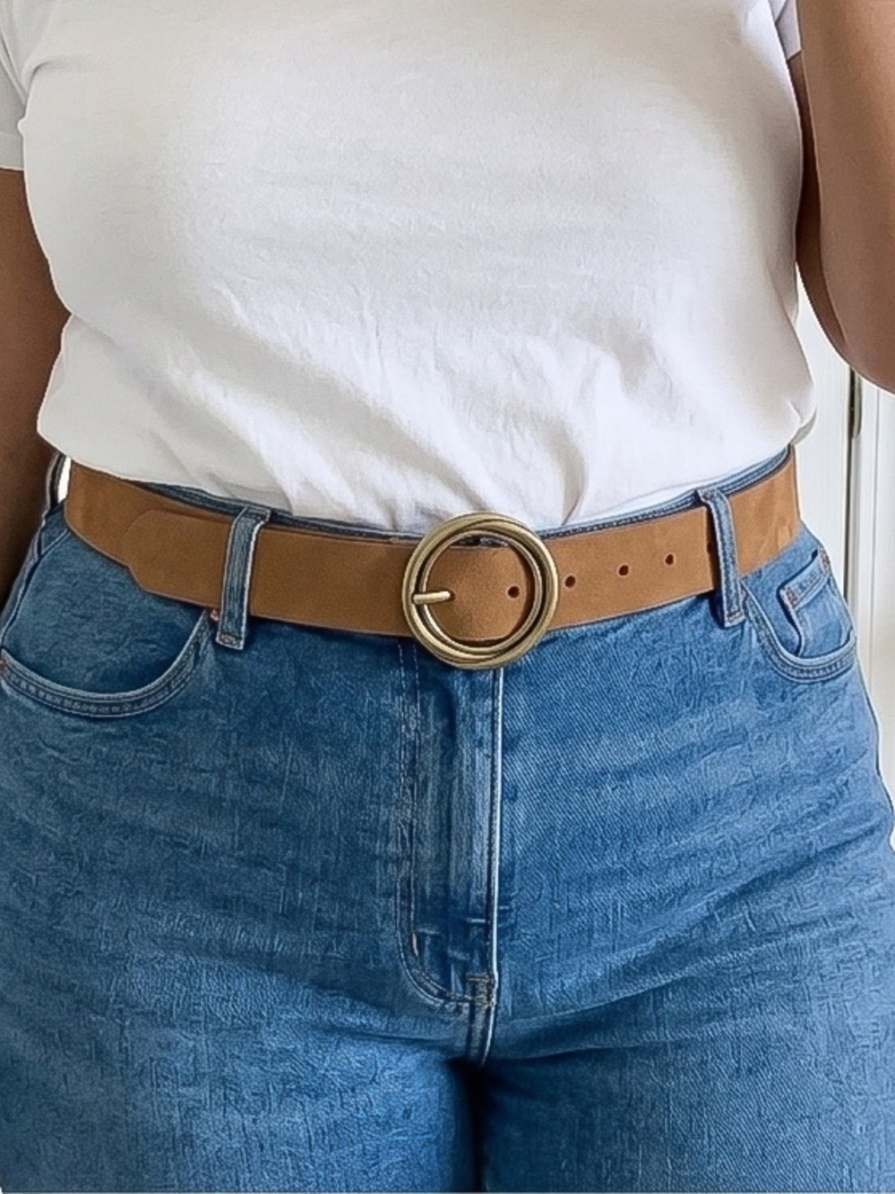 NWOT Universal Thread Suede Belt Brown XXL Gold Round Buckle